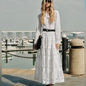 Commense White Lace Maxi Shirt and skirt set.   Size xs but more like a Small